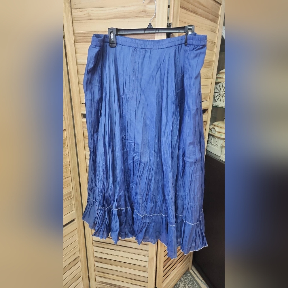 Coldwater Creek Women's Long Skirt Orange Silk Crinkle 2X